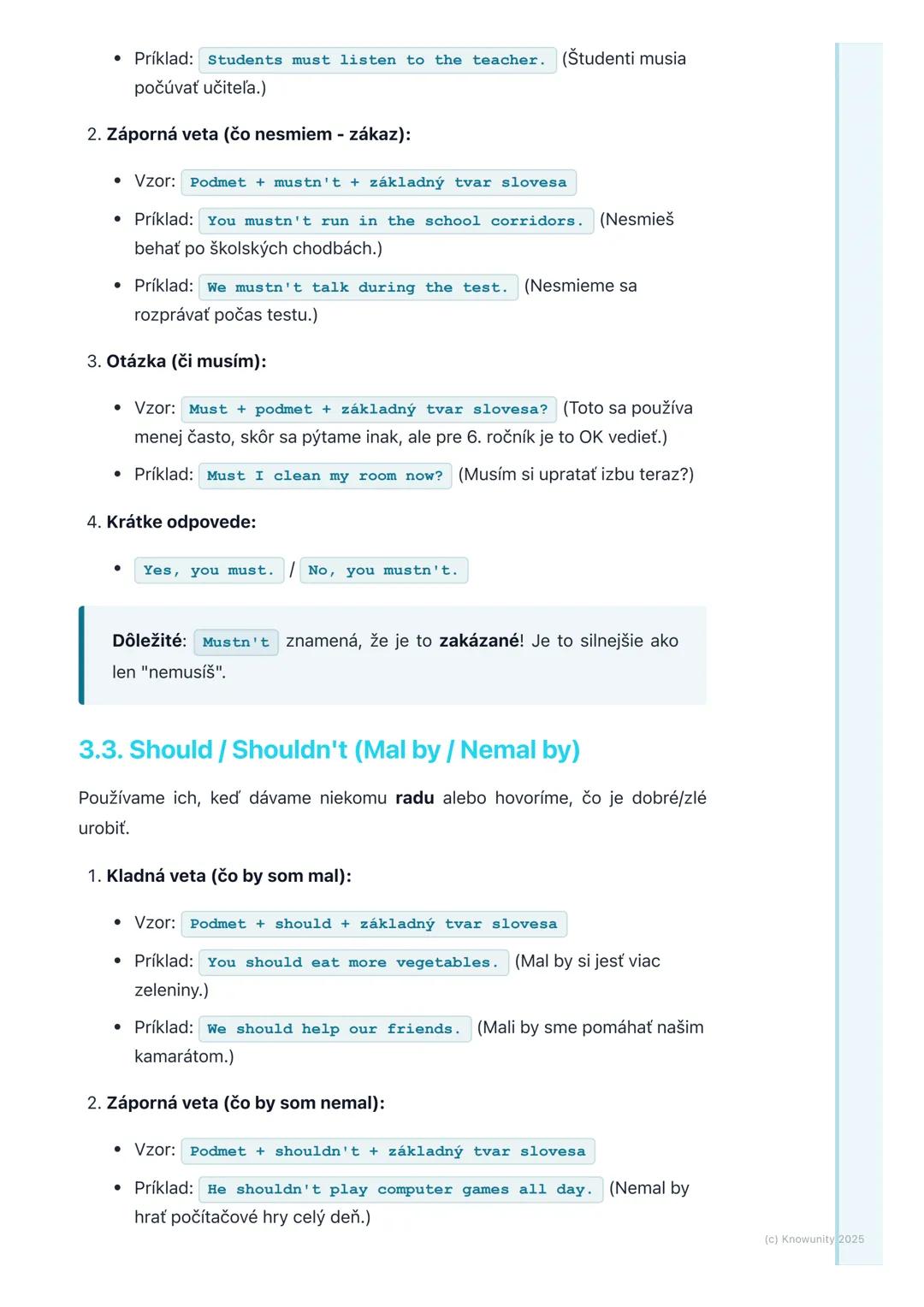 # Modálne slovesá (Can, Must, 
Should)

1. Prehľad modálnych slovies

Dnes sa budeme učiť o špeciálnych slovesách v angličtine, ktoré sa vol