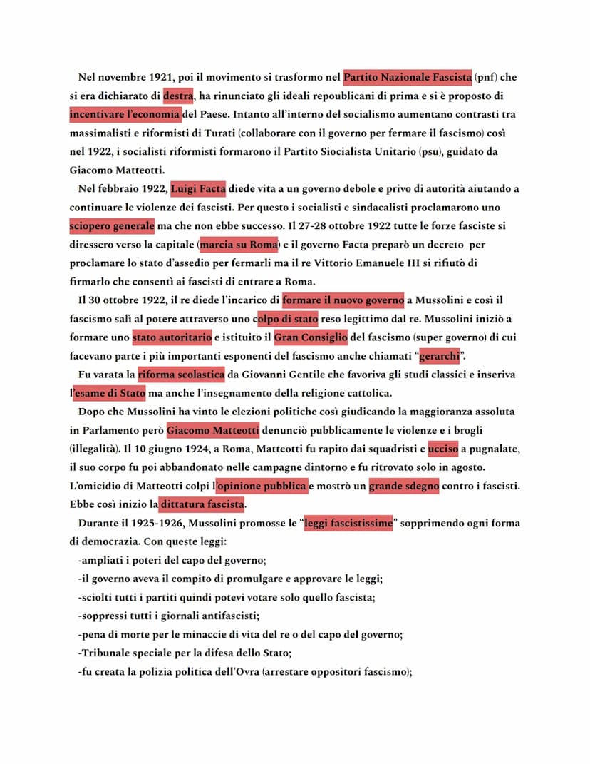 Fascismo in Italia
Grave crisi economica e sociale a causa della 1° guerra mondiale quindi c'è tanta
inflazione, dopo la fine della guerra l