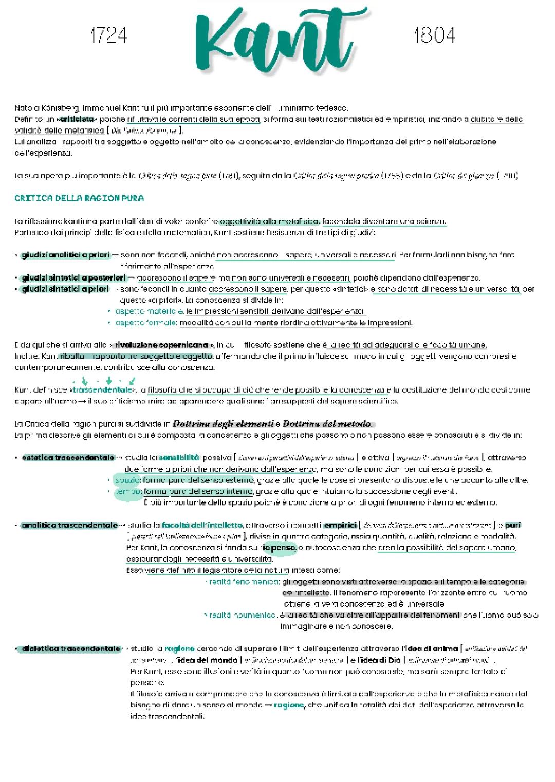 Kant: pensiero e critiche 