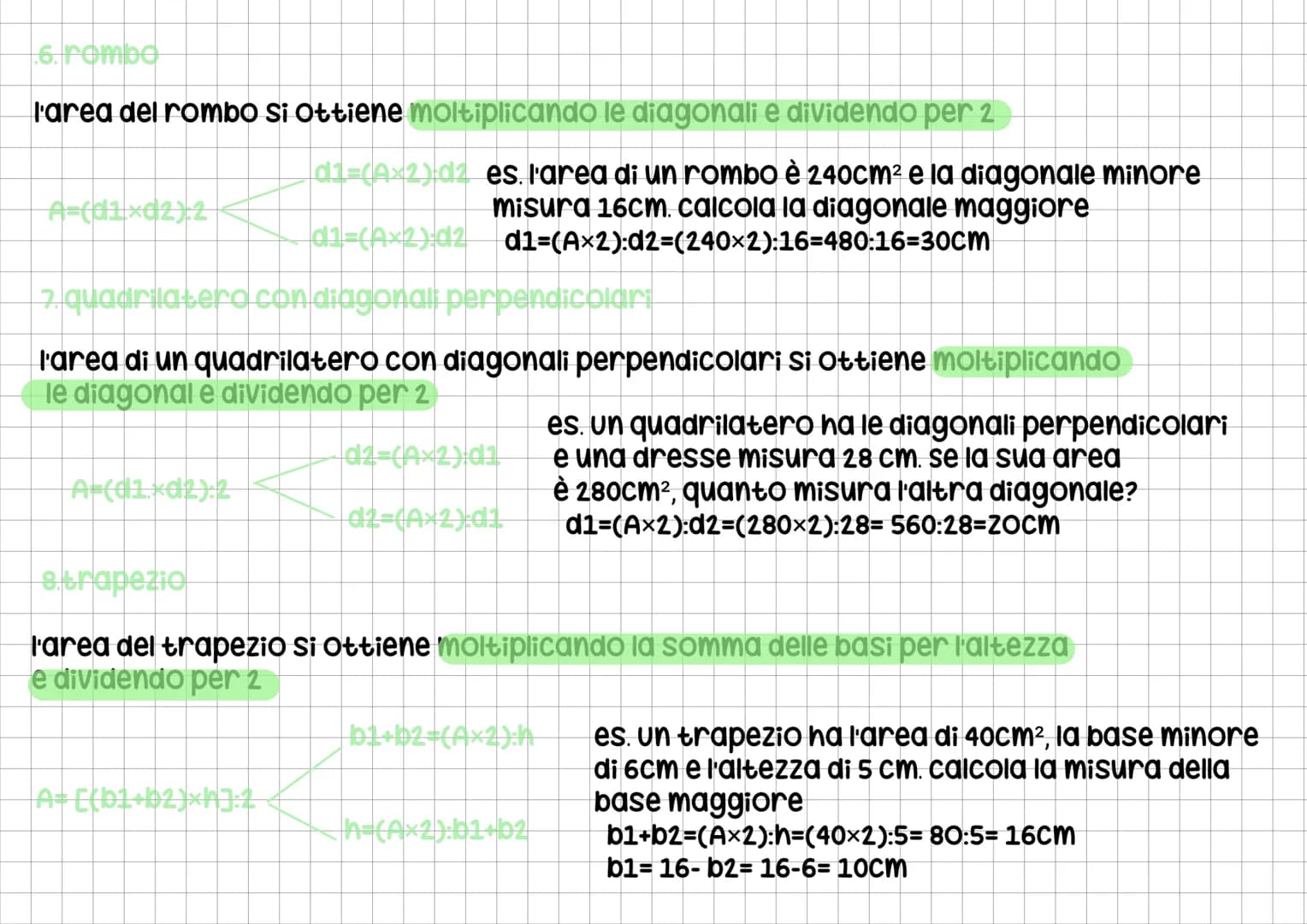 Figure congruenti ed equivalenti
✓
✓
Il calcolo delle aree
se 2 figure
vengono sovrapposte
e ogni punto coincide
Abh
+h=A:b
se 2 figure
hann