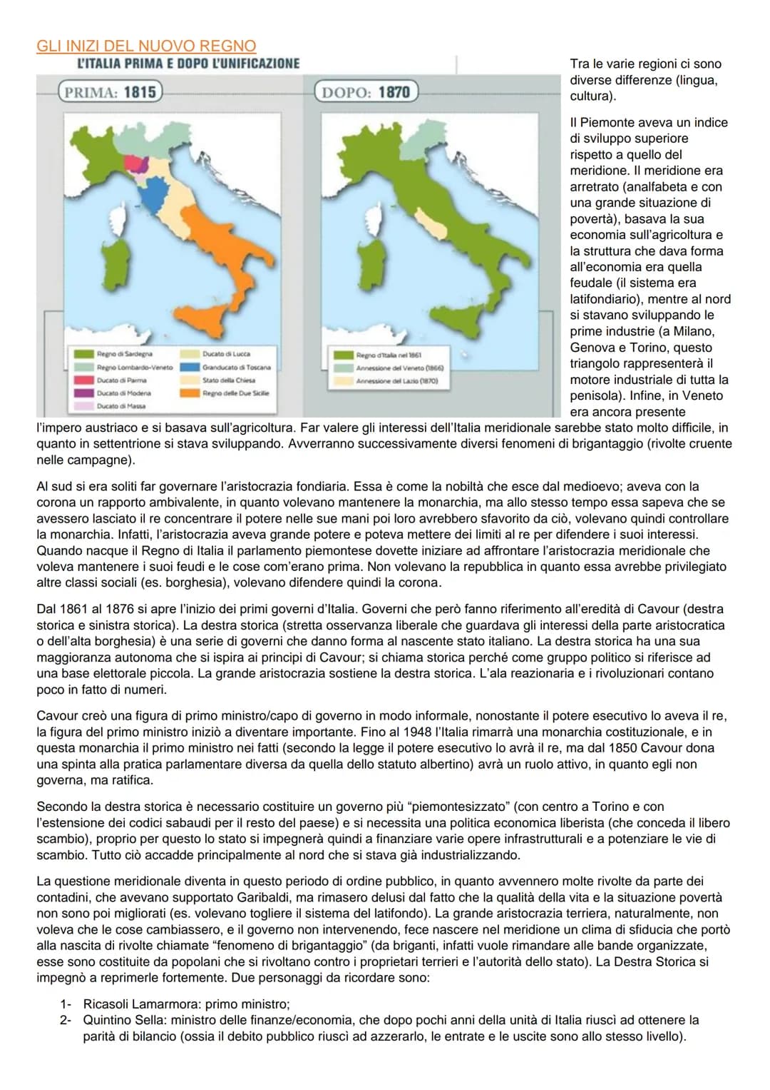 # GLI INIZI DEL NUOVO REGNO
# L'ITALIA PRIMA E DOPO L'UNIFICAZIONE

**PRIMA:** 1815

**DOPO:** 1870

L'impero austriaco si basava sull'agric
