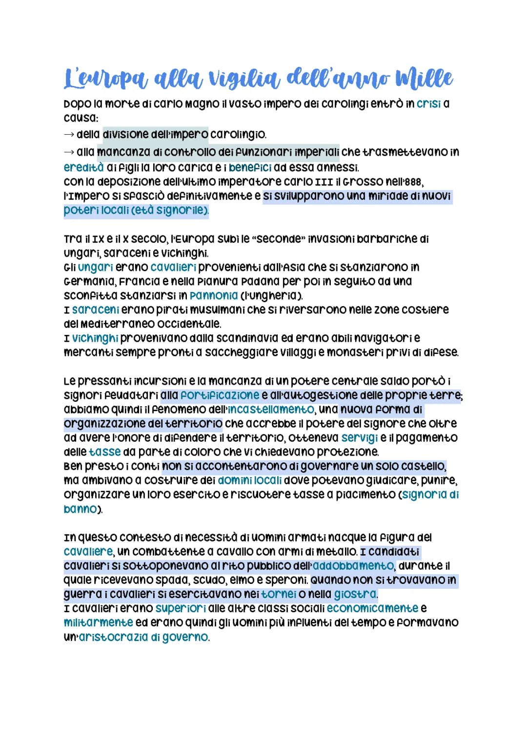 L'Europa nel medioevo: eventi e trasformazioni