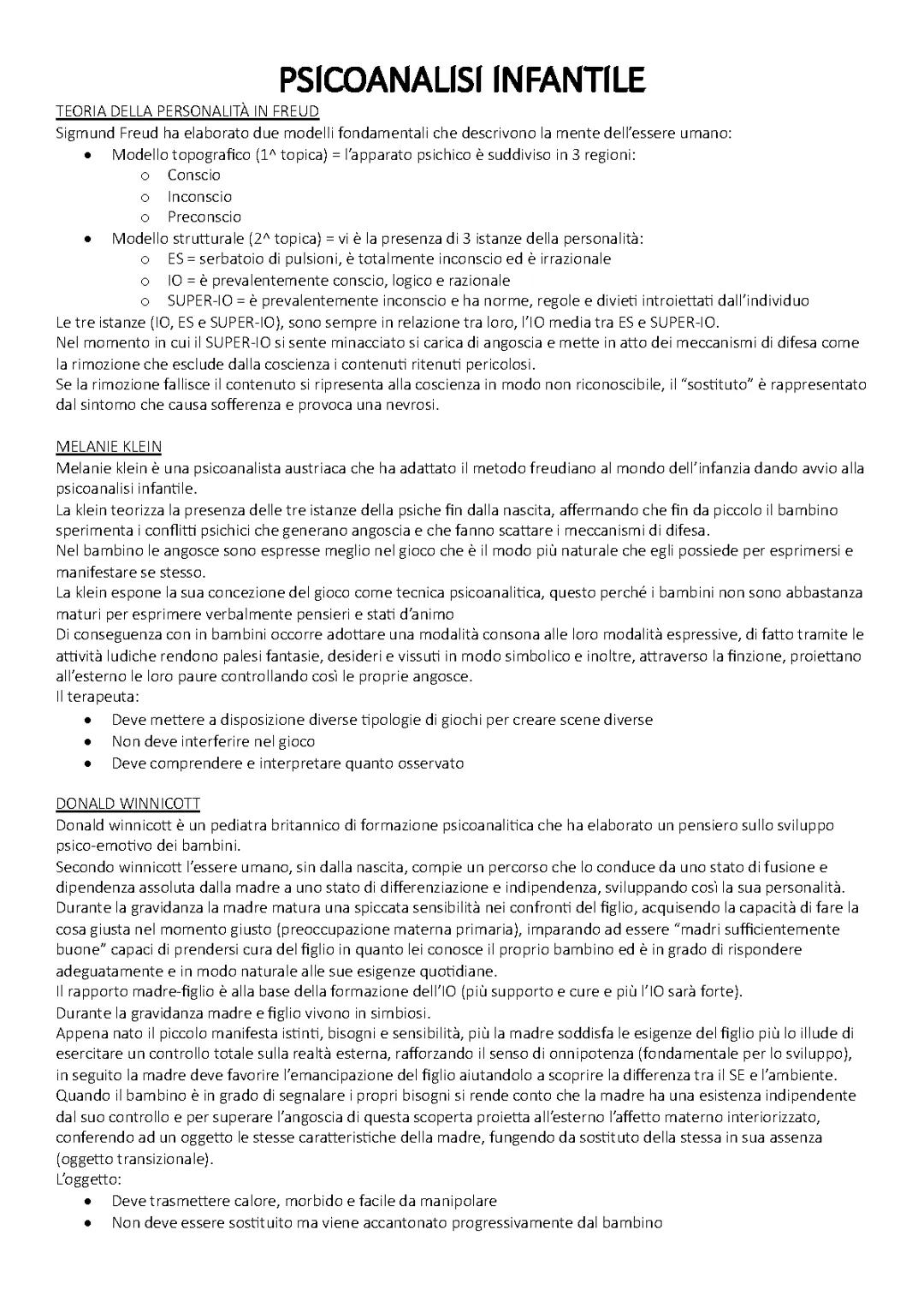 Psicoanalisi Infantile: Introduzione e Approfondimenti