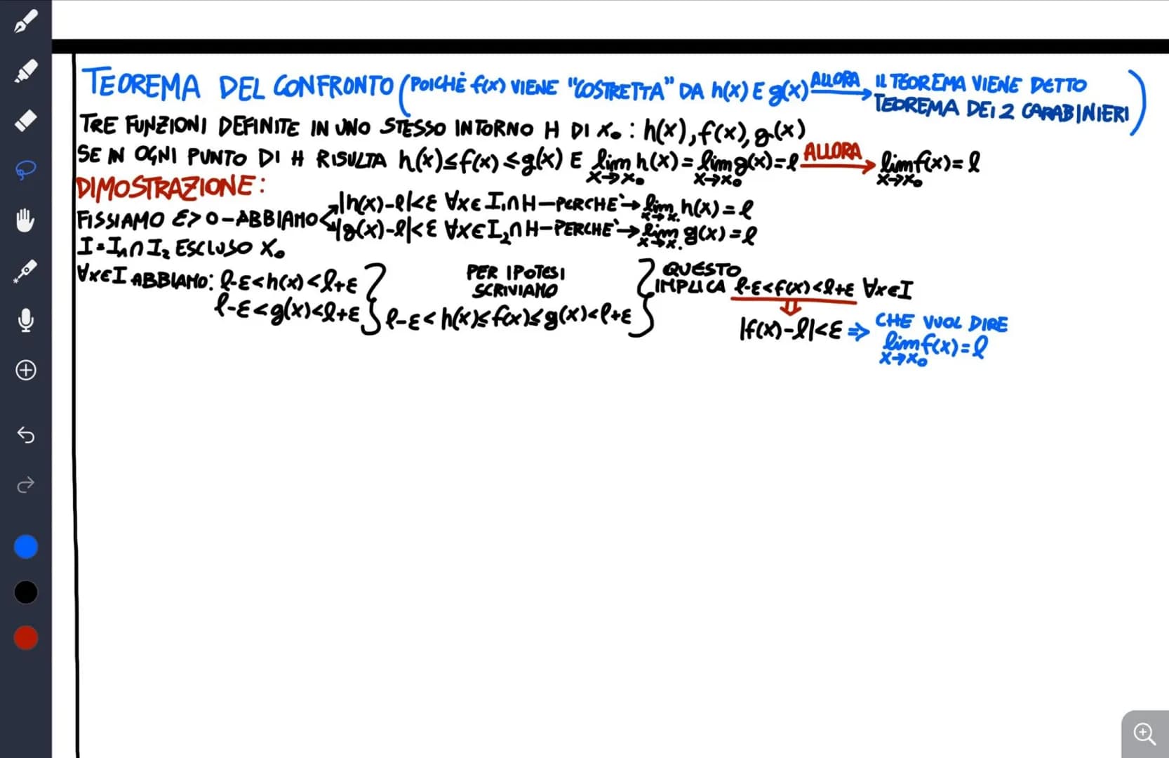 
<p>Se $f(x)$ ha limite finito per $x \to x_0$ allora tale limite è unico.</p>
<h2 id="dimostrazione">Dimostrazione:</h2>
<p>Per dimostrare 