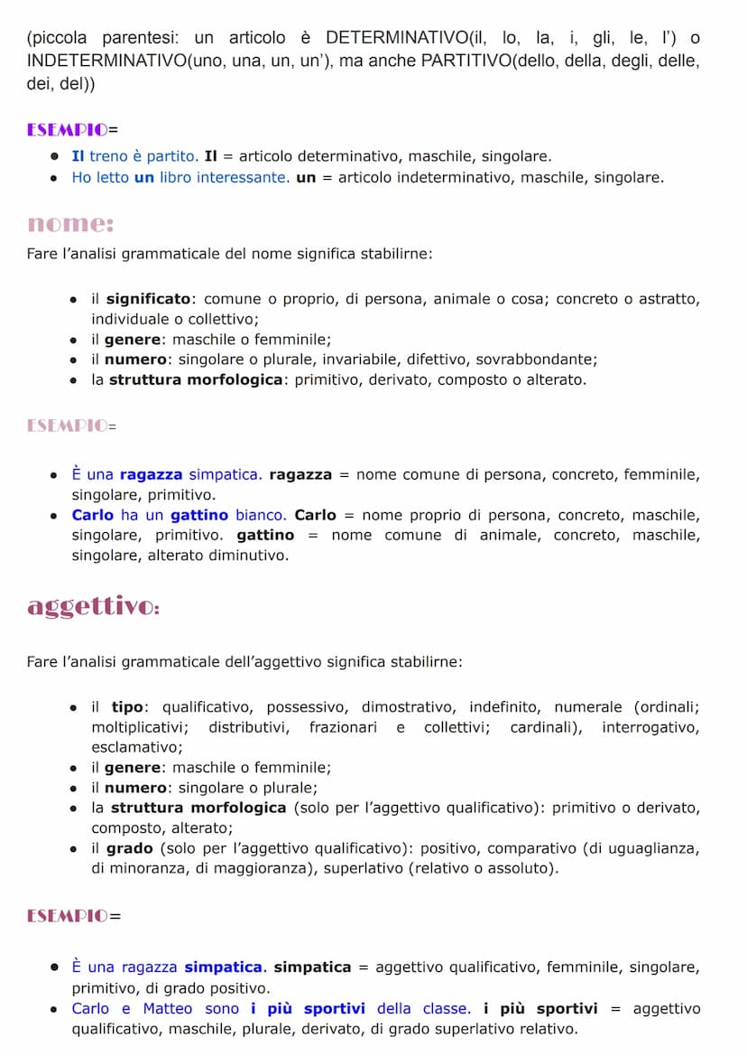 ANALISI GRAMMATICALE
ARTICOLO
NOME
PRONOME
COMUNE
PROPRIO
DETERMINATIVO
INDETERMINATIVO
PERSONA
ANIMALE
COSA
genere
MASCHILE
FEMMINILE
gener