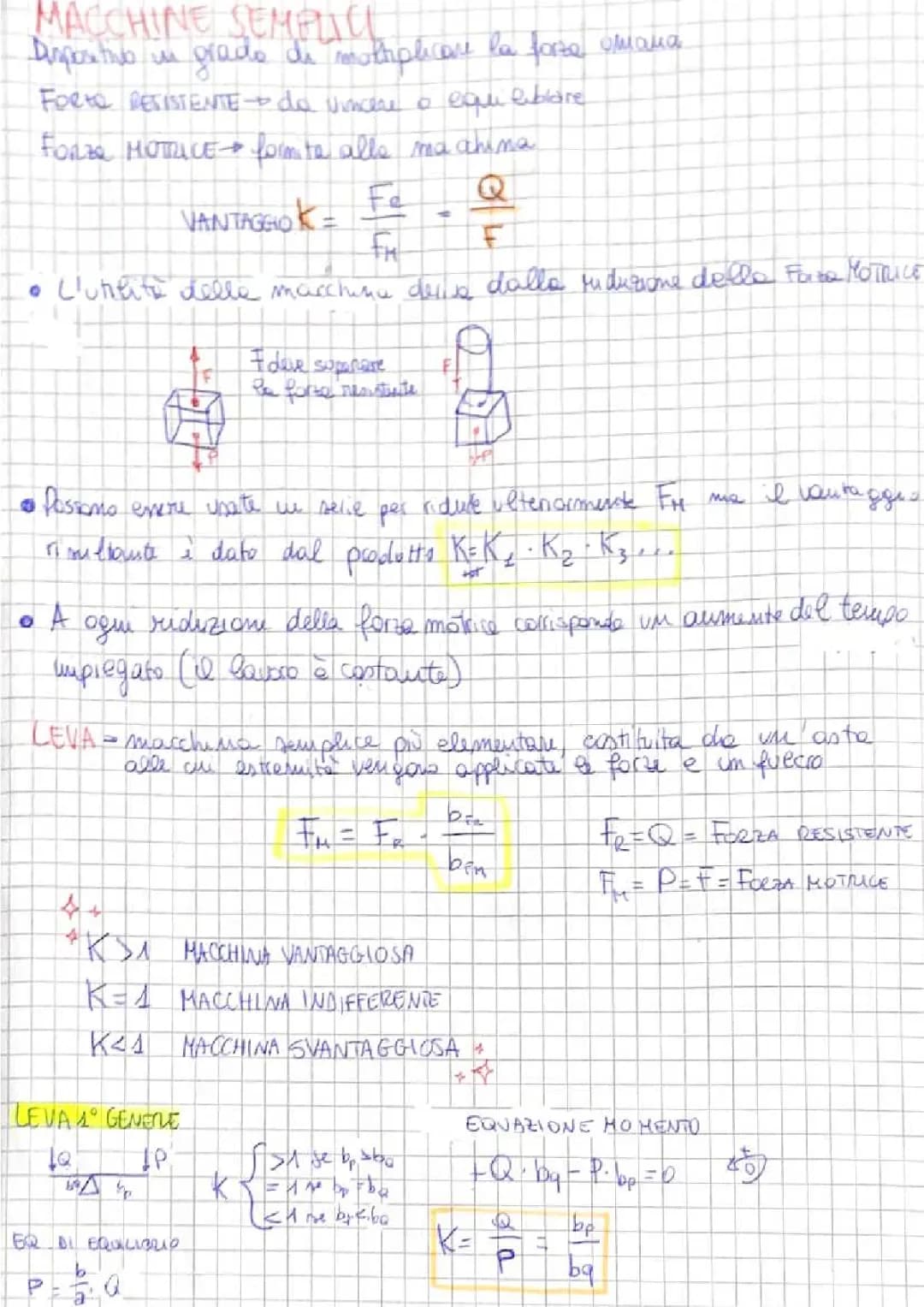 macchine semplici (vantaggio k e leve) 