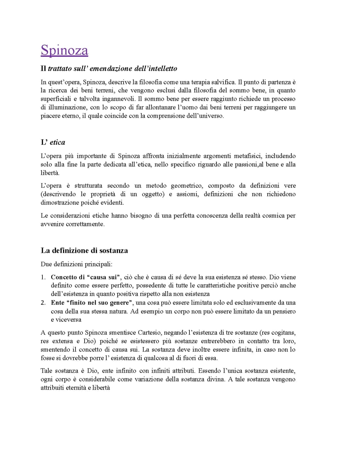 Spinoza, filosofia