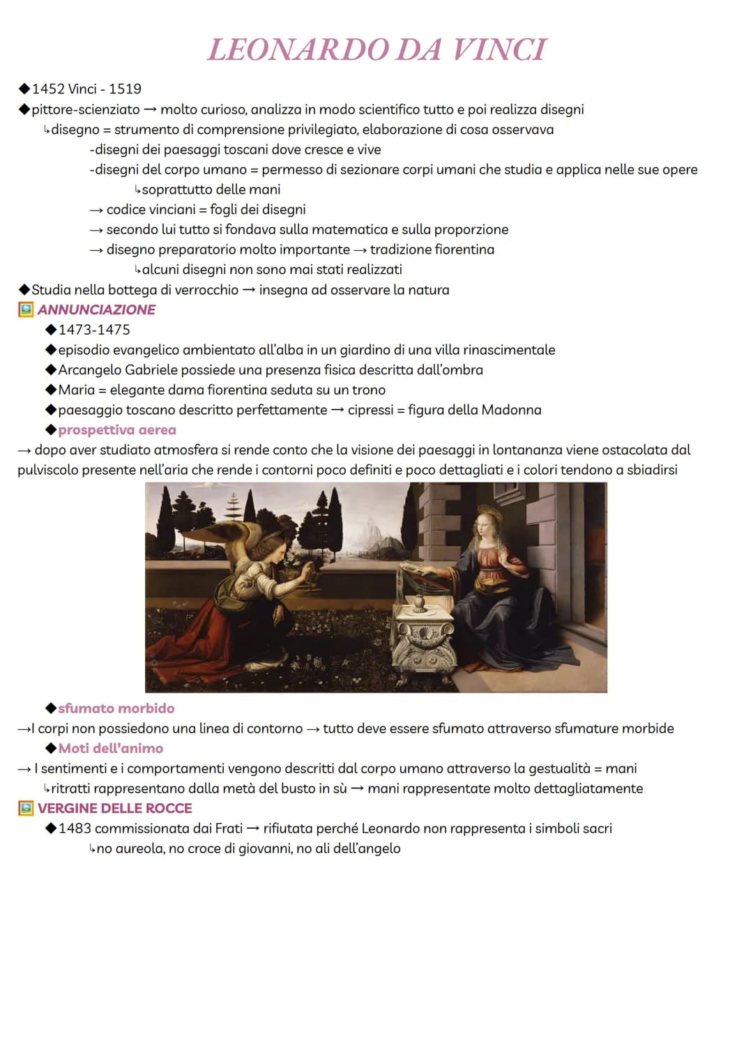 LEONARDO DA VINCI
1452 Vinci - 1519
pittore-scienziato molto curioso, analizza in modo scientifico tutto e poi realizza disegni
↳disegno = s