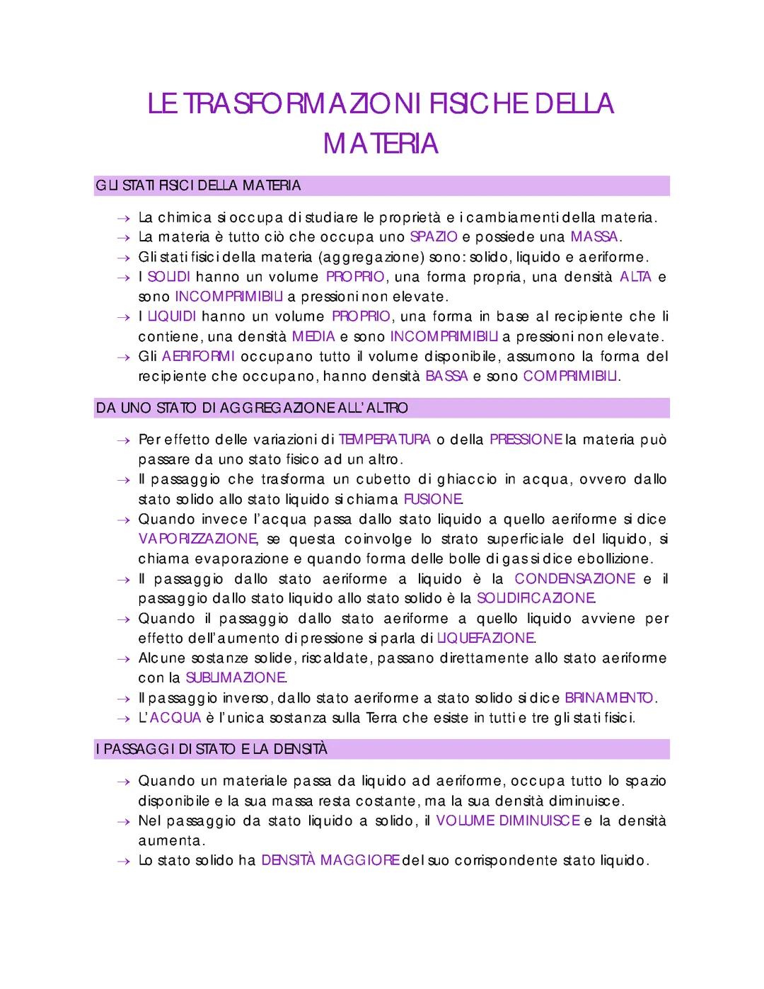 chimica: dalle trasformazioni chimiche della materia alla teoria atomica