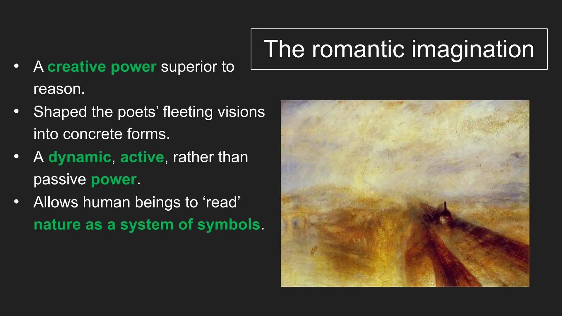 The Romantic Age
the period in which new
ideas and attitudes arose in
reaction to the dominant
18th century ideals of
order, calm, harmony,
