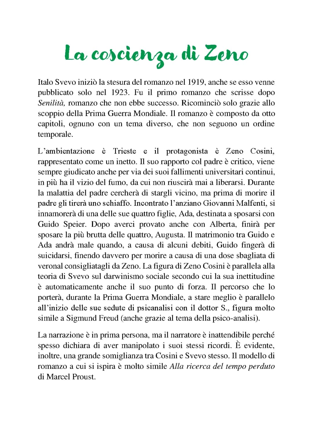 La coscienza di Zeno: riassunto e analisi dettagliata