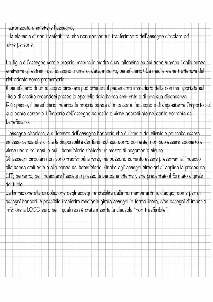 
<p>L'assegno circolare è un titolo di credito emesso da una banca, con cui essa promette di pagare a vista un determinato importo a un sogg