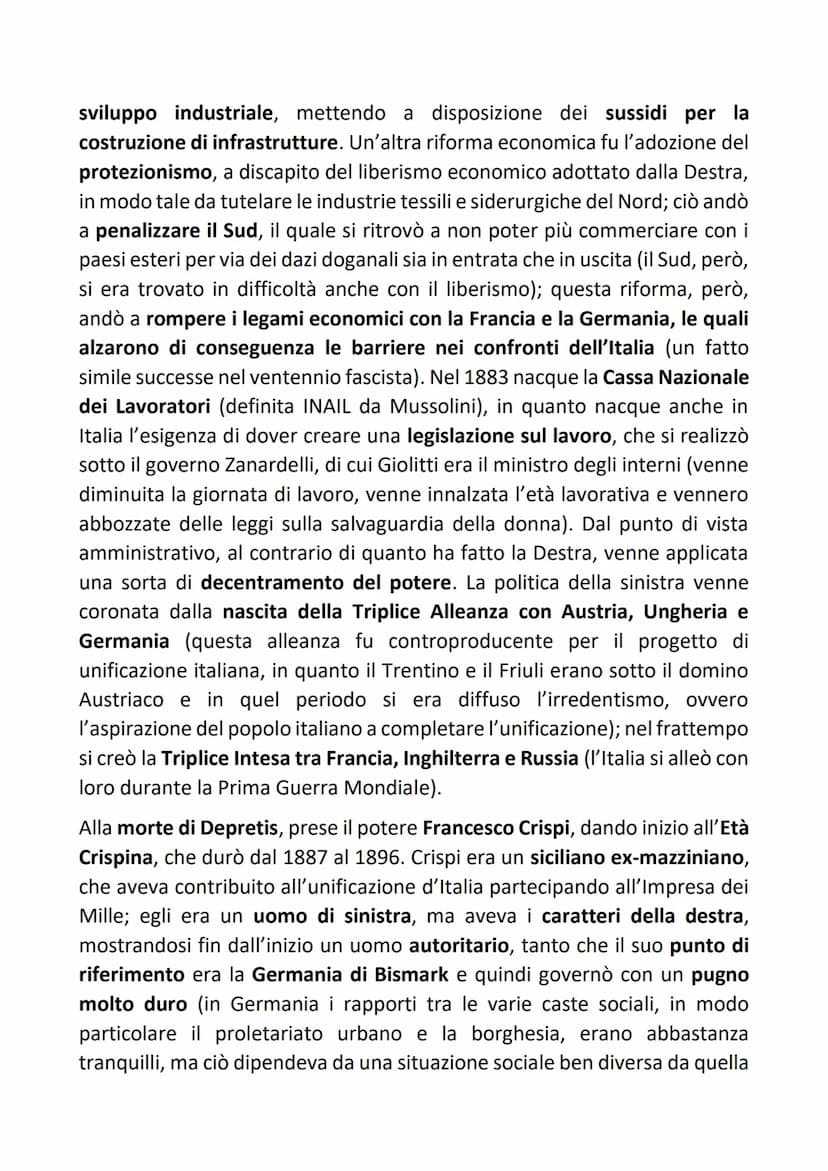 DESTRA E SINISTRA STORICA
Nel momento in cui nacque il Regno di Italia (1861), si costituì un nuovo
parlamento, regolato dalle leggi dello S
