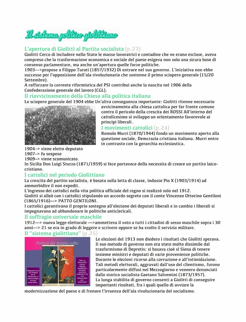 L'Italia di Giolitti
Le riforme sociali e lo sviluppo economico
La crisi di fine secolo (p.16)
Il risentimento popolare trovò espressione ne