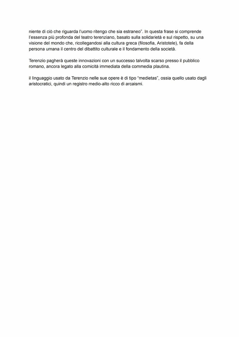 Terenzio
La vita
Terenzio nasce a Cartagine nel 185 a.C., fu condotto poi a Roma come schiavo del senatore
Terenzio lucano. Ho ammirato dall