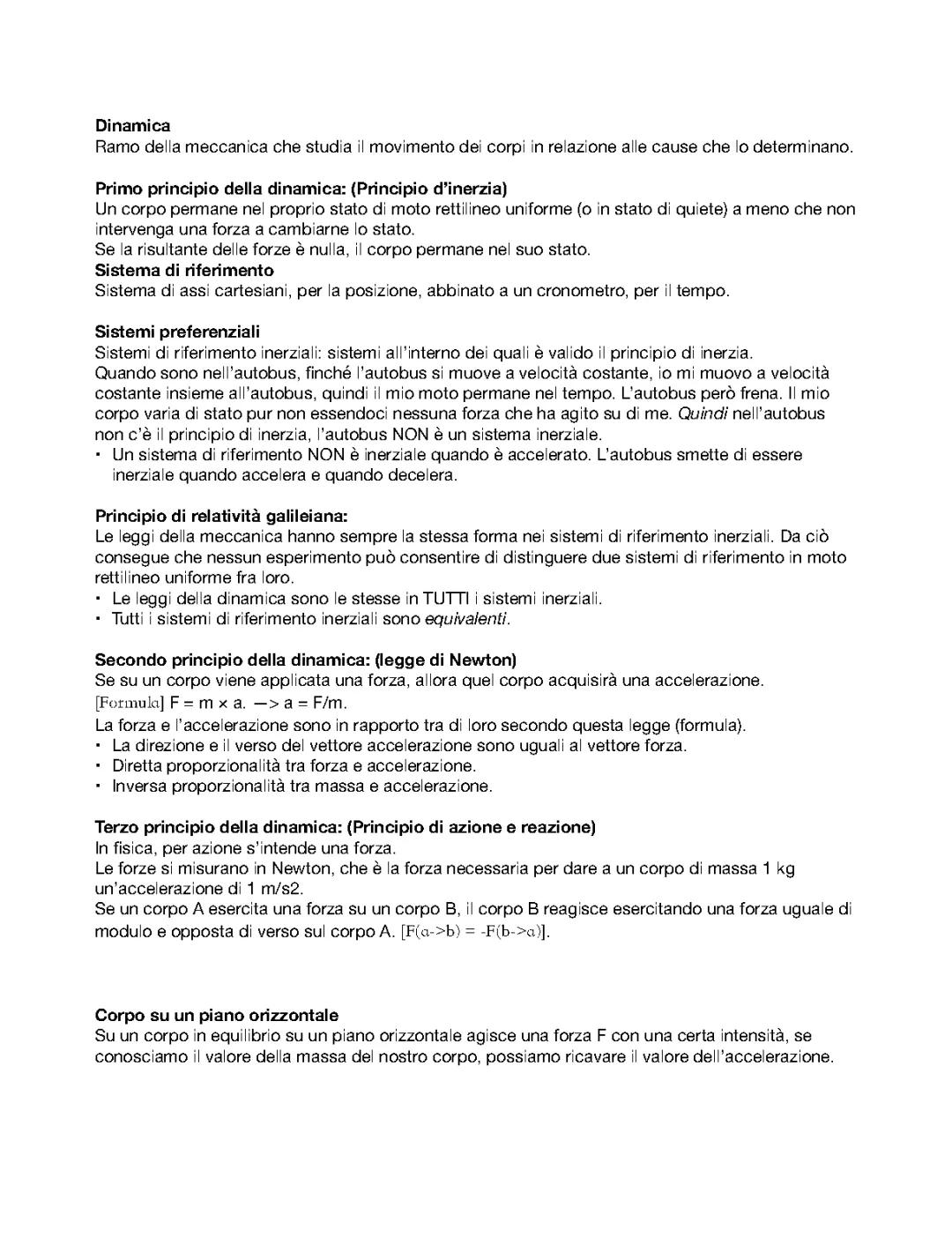Appunti sulla dinamica