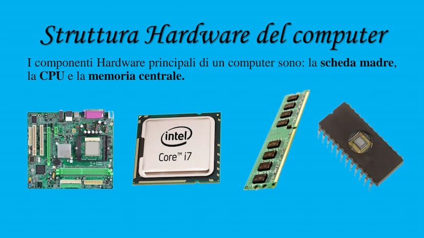 
<p>La struttura di un computer è composta da hardware e software. L'hardware si riferisce alle componenti fisiche del computer, come la tas