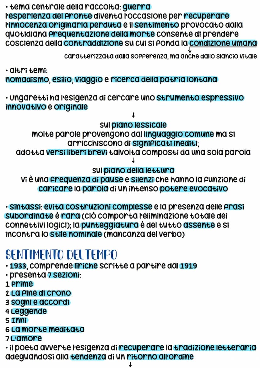 Giuseppe Ungaretti
• 1888, Alessandria d'Egitto
●
• inizia ad occuparsi di letteratura
leggendo i maggiori scrittori moderni e
contemporanei