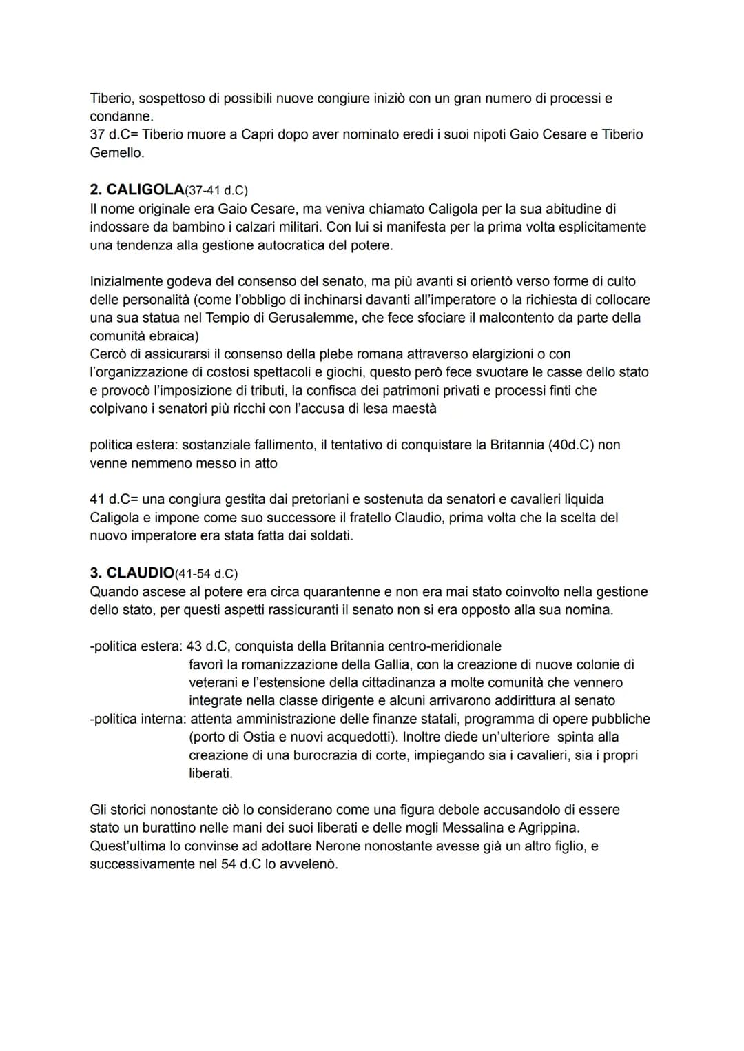 DINASTIA GIULIO-CLAUDIA
14 d.C= Augusto muore, poiché voleva coprire il fatto che fosse ormai diventato un
imperatore, non aveva mai indicat