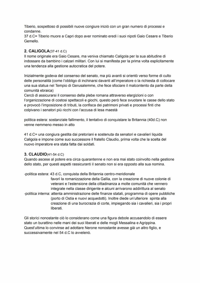 DINASTIA GIULIO-CLAUDIA
14 d.C= Augusto muore, poiché voleva coprire il fatto che fosse ormai diventato un
imperatore, non aveva mai indicat