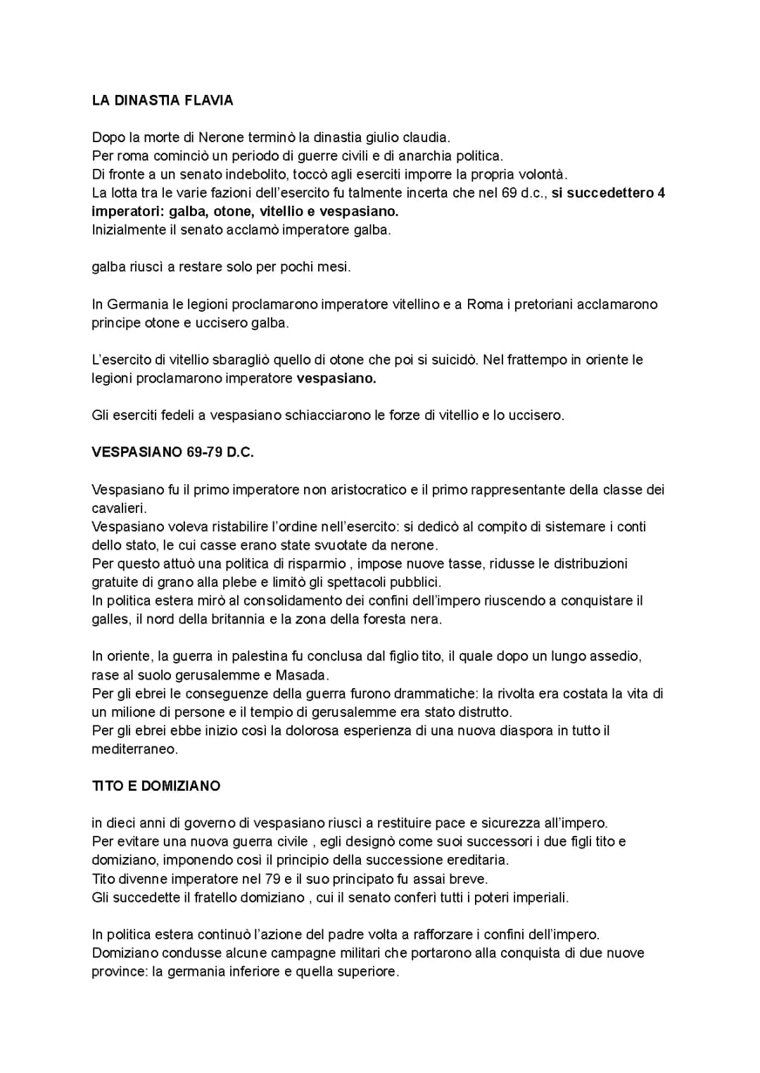 La dinastia Flavia, il principato adottivo, I severi 