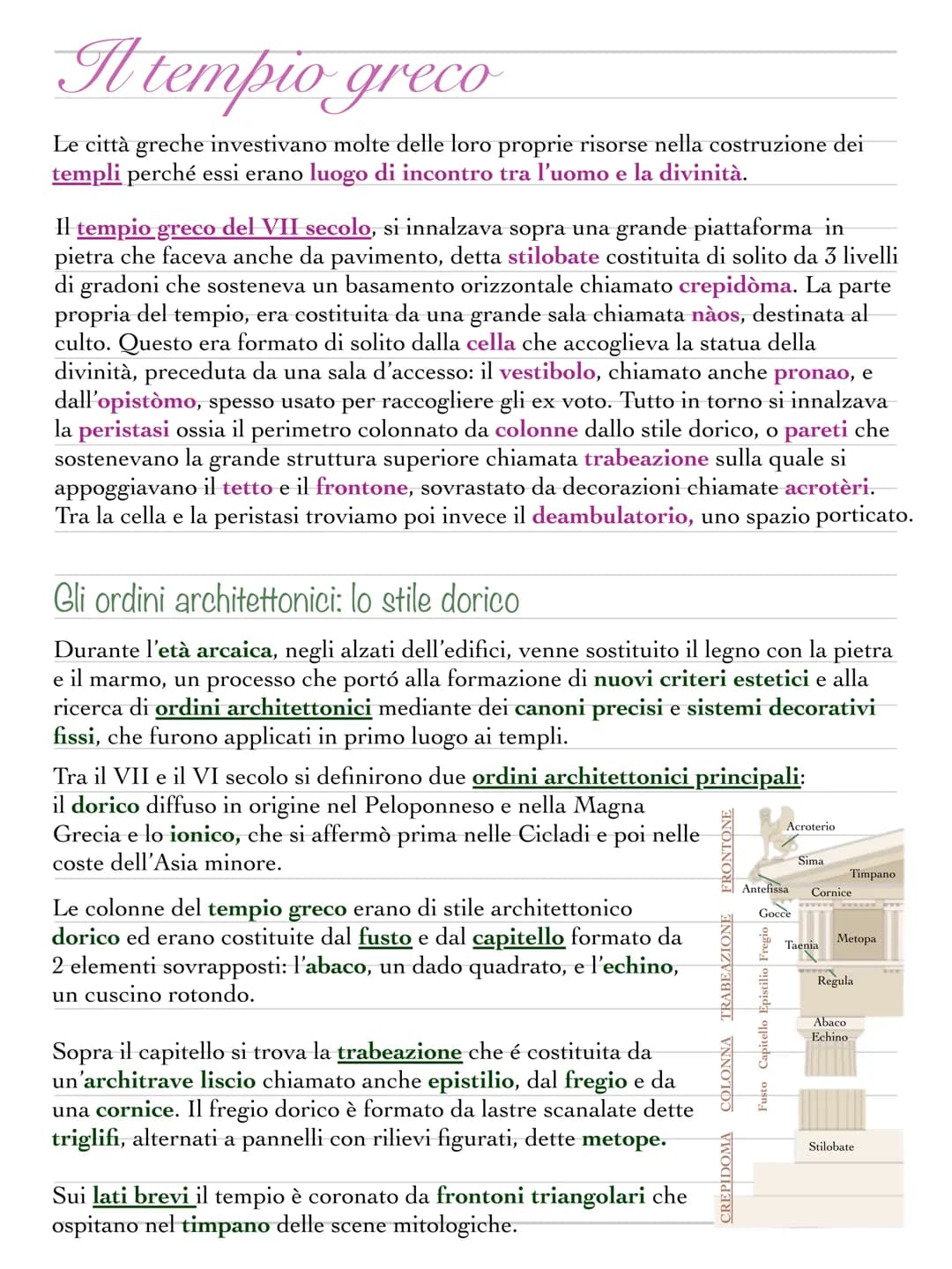 Il tempio greco
Le città greche investivano molte delle loro proprie risorse nella costruzione dei
templi perché essi erano luogo di incontr