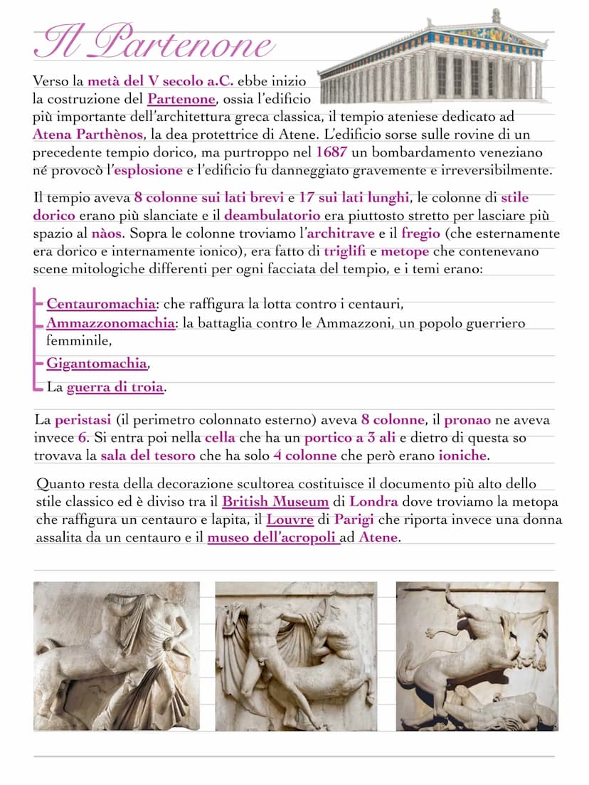 Il tempio greco
Le città greche investivano molte delle loro proprie risorse nella costruzione dei
templi perché essi erano luogo di incontr