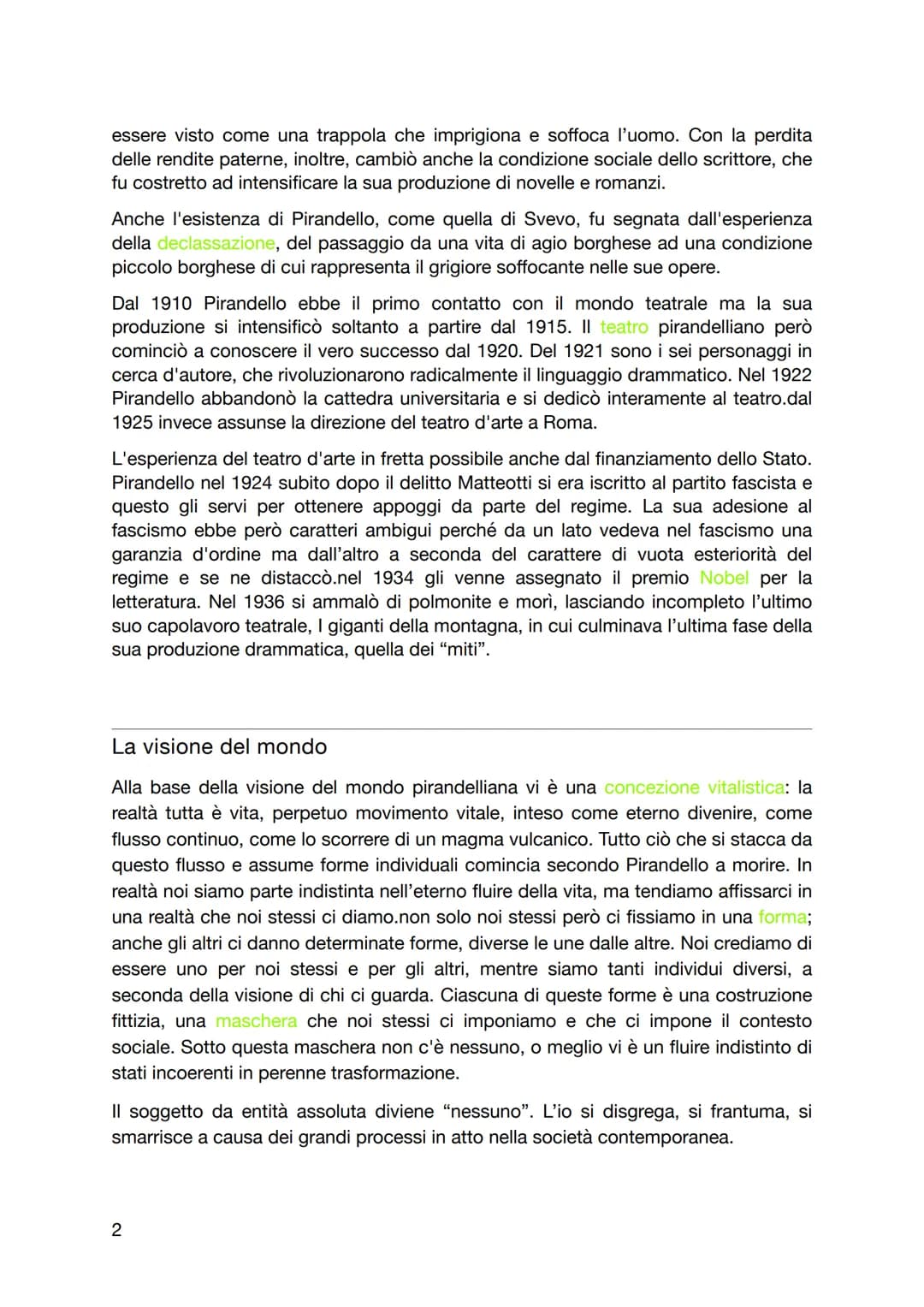 Luigi Pirandello
Introduzione
Pirandello è fra gli interpreti più acuti di un processo caratterizzante il periodo a
cavallo tra otto e novec