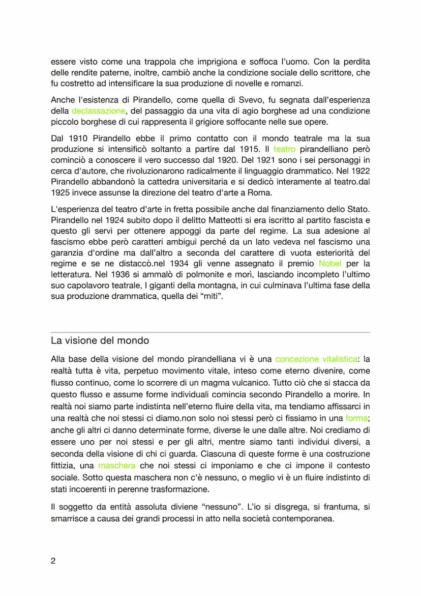 Luigi Pirandello
Introduzione
Pirandello è fra gli interpreti più acuti di un processo caratterizzante il periodo a
cavallo tra otto e novec