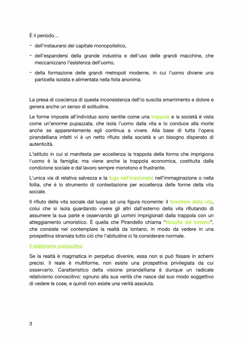 Luigi Pirandello
Introduzione
Pirandello è fra gli interpreti più acuti di un processo caratterizzante il periodo a
cavallo tra otto e novec