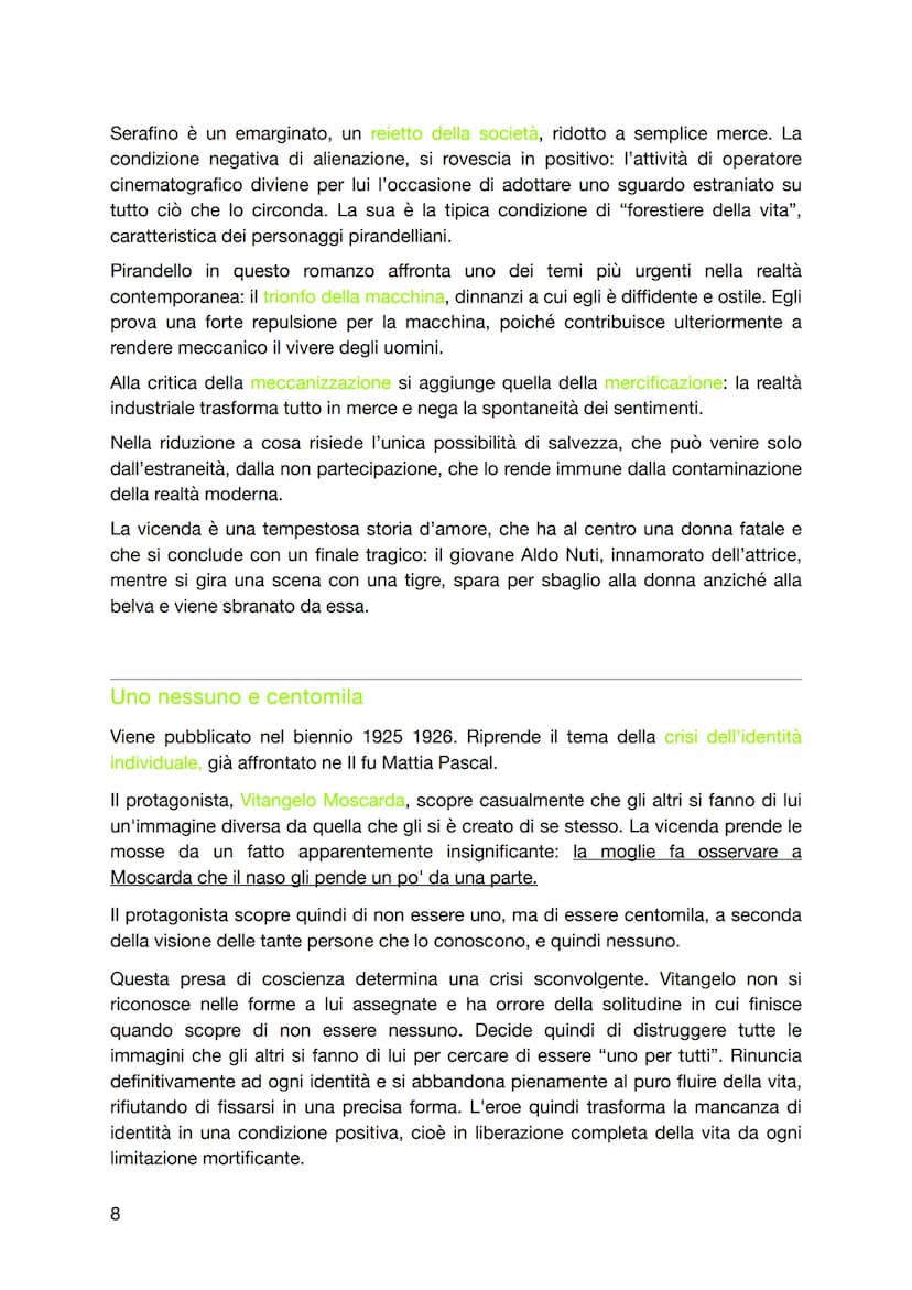 Luigi Pirandello
Introduzione
Pirandello è fra gli interpreti più acuti di un processo caratterizzante il periodo a
cavallo tra otto e novec