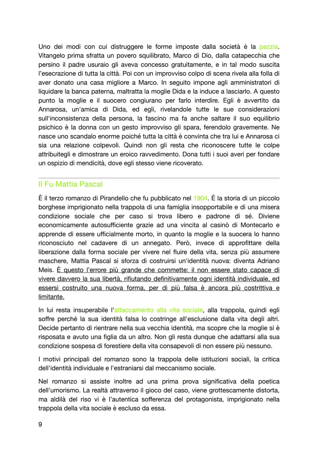 Luigi Pirandello
Introduzione
Pirandello è fra gli interpreti più acuti di un processo caratterizzante il periodo a
cavallo tra otto e novec