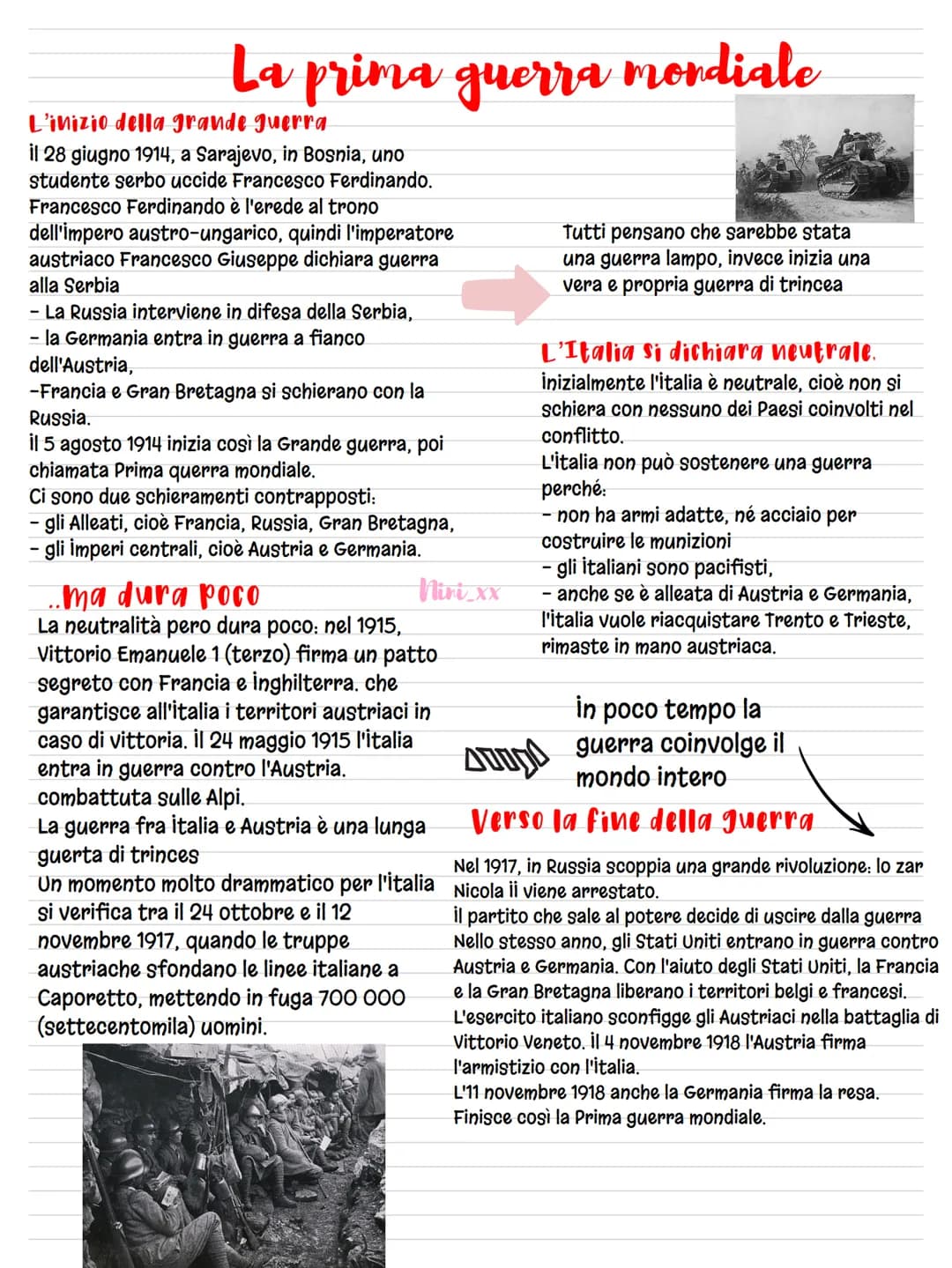La prima guerra mondiale
L'inizio della grande guerra
il 28 giugno 1914, a Sarajevo, in Bosnia, uno
studente serbo uccide Francesco Ferdinan