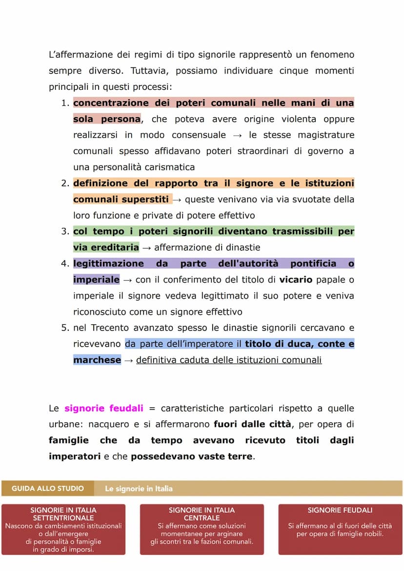 DAI COMUNI ALLE SIGNORIE
Tra la fine del Duecento e il Quattrocento la penisola italiana è
frammentata in varie realtà politiche nessuno sta