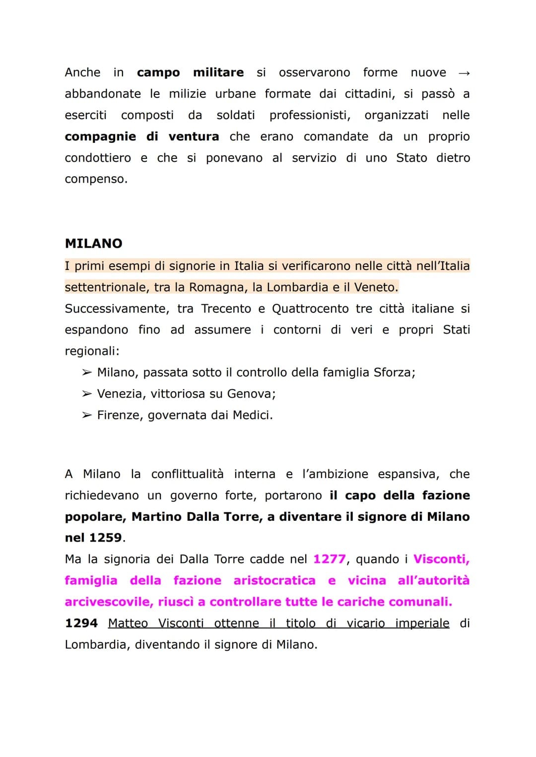 DAI COMUNI ALLE SIGNORIE
Tra la fine del Duecento e il Quattrocento la penisola italiana è
frammentata in varie realtà politiche nessuno sta