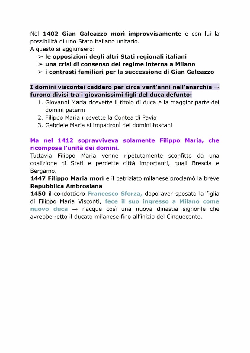DAI COMUNI ALLE SIGNORIE
Tra la fine del Duecento e il Quattrocento la penisola italiana è
frammentata in varie realtà politiche nessuno sta