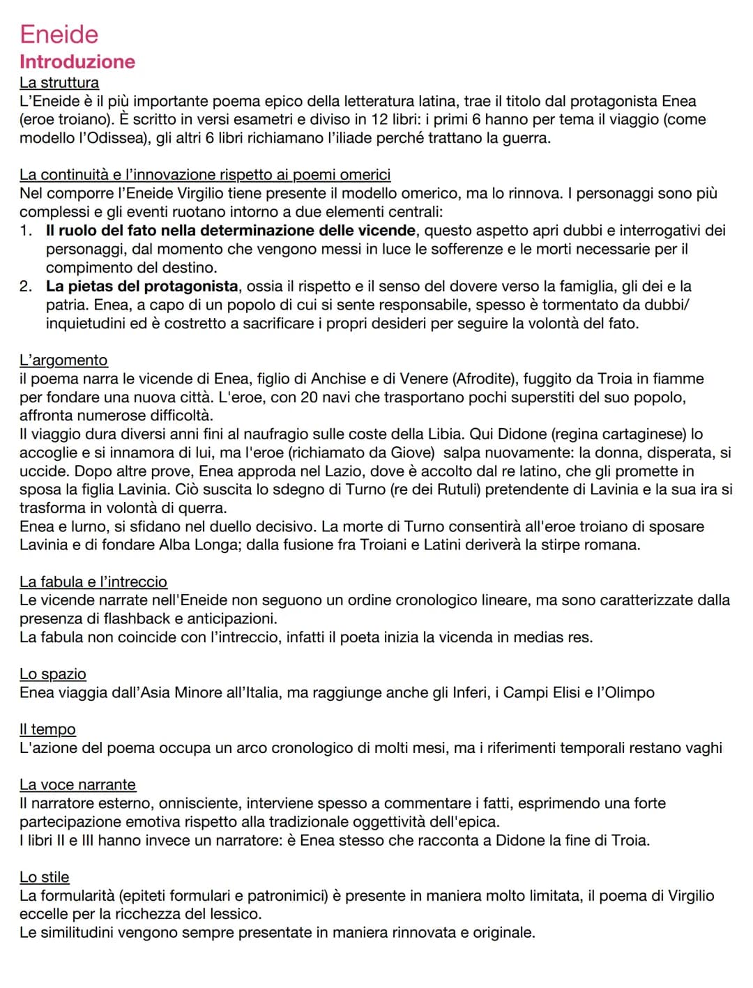 Eneide
Introduzione
La struttura
L'Eneide è il più importante poema epico della letteratura latina, trae il titolo dal protagonista Enea
(er