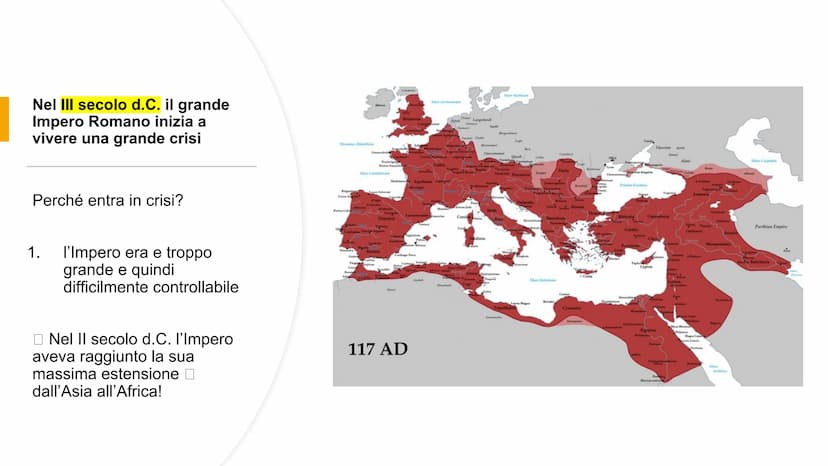 L'Impero Romano
e la sua crisi
IL III SECOLO d.C. Quando? II-III SECOLO d.C.
• Dove? Impero Romano
●
● L'Impero
Romano nel
Il secolo
d.C.
LA