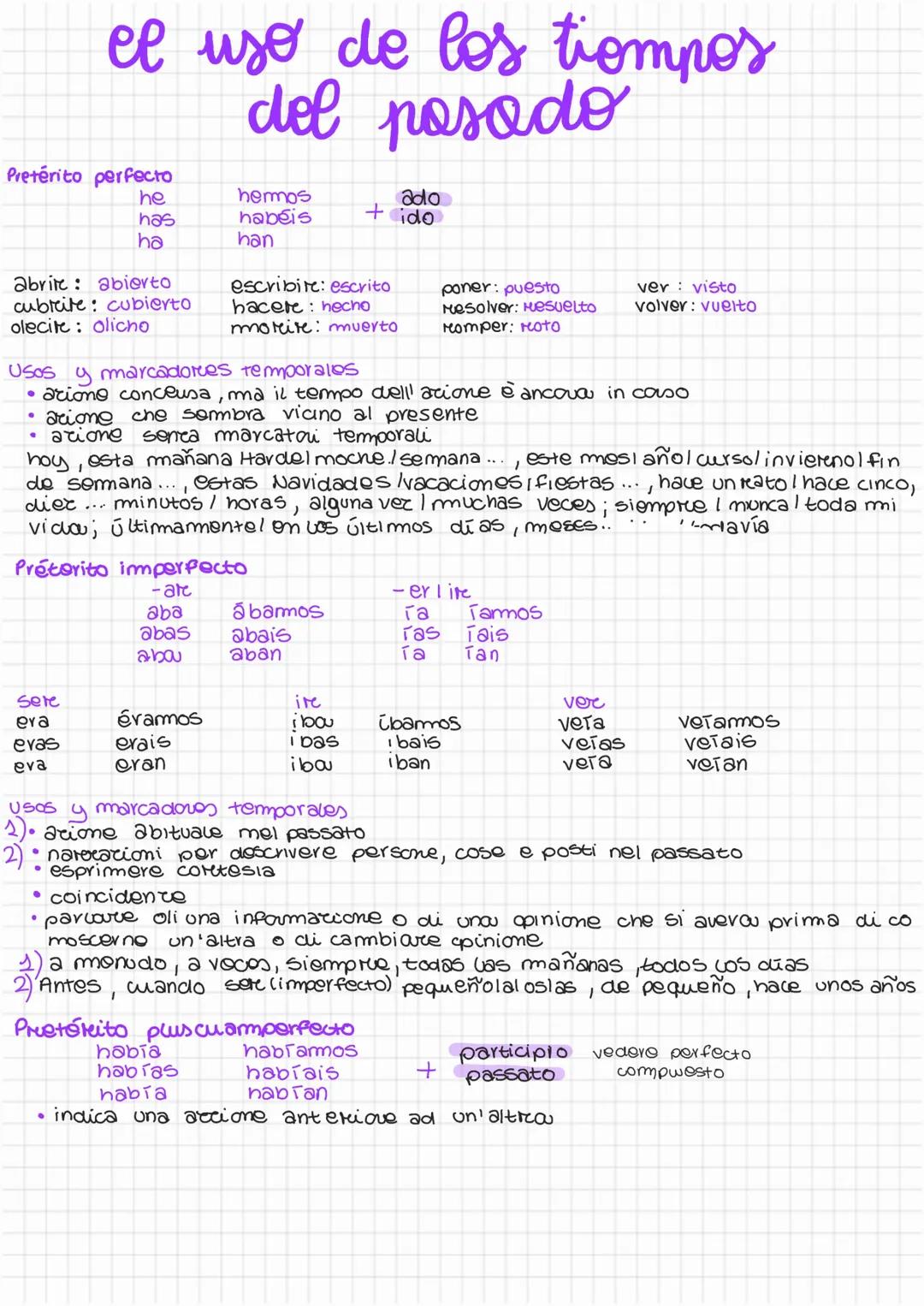 El Uso de los Pasados en Español