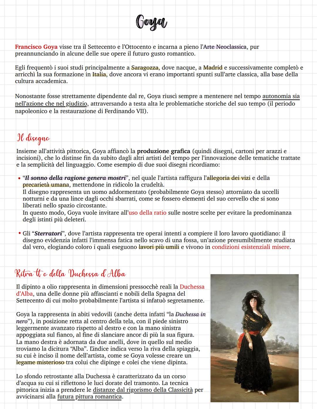 Goya
Francisco Goya visse tra il Settecento e l'Ottocento e incarna a pieno l'Arte Neoclassica, pur
preannunciando in alcune delle sue opere