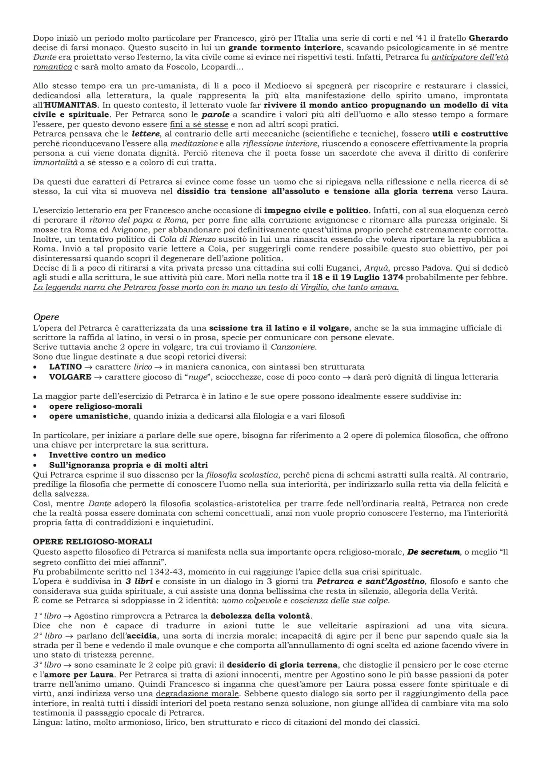 PETRARCA
Vita
Petrarca rappresenta una delle 3 corone del Trecento, assieme a Dante e a Boccaccio.
Anche lui accompagna il volgare a diventa