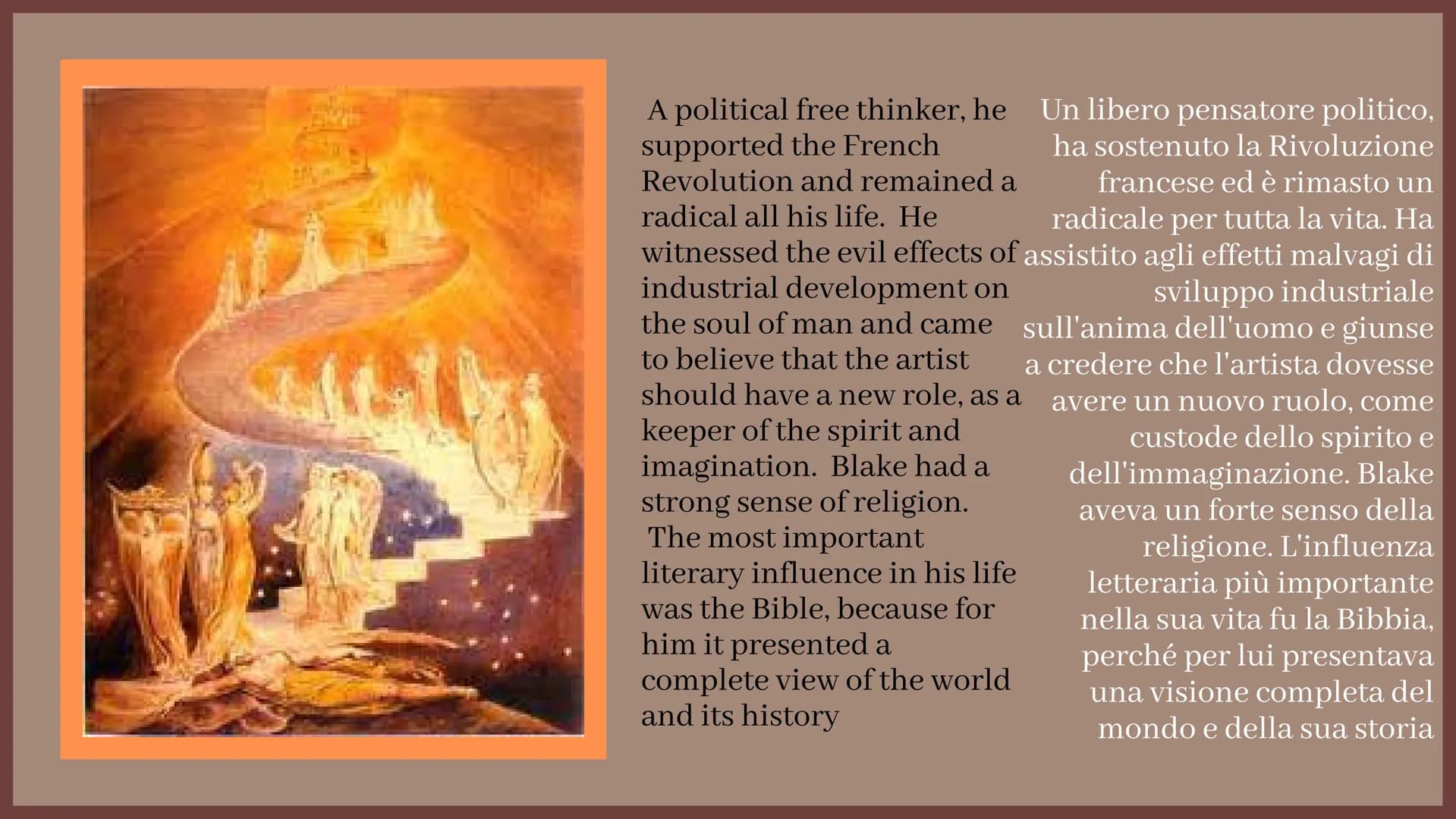 William Blake
Produced by Erika Putrone William Blake was born in
London in 1757. His origins
were humble and their poor
all his life. He wa