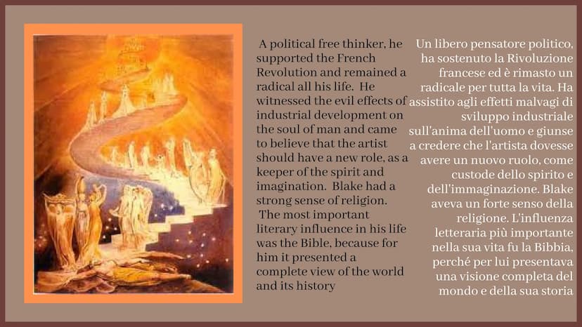 William Blake
Produced by Erika Putrone William Blake was born in
London in 1757. His origins
were humble and their poor
all his life. He wa