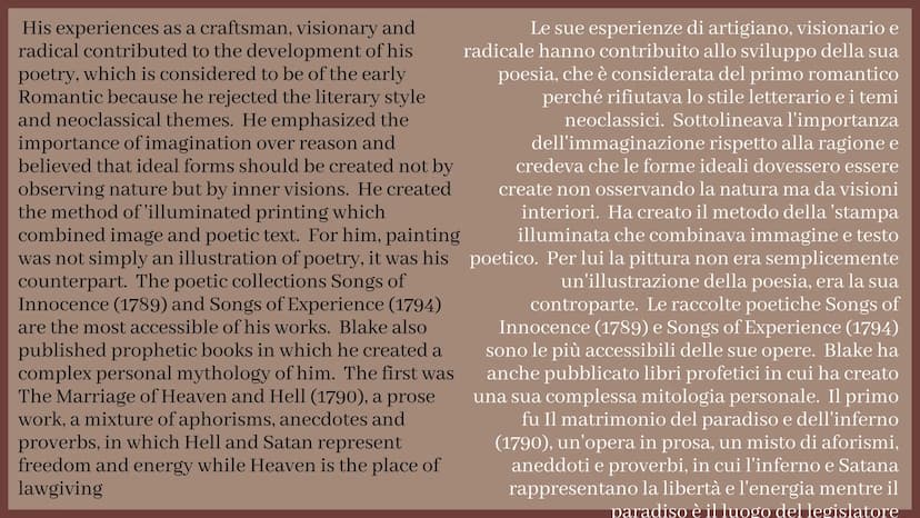 William Blake
Produced by Erika Putrone William Blake was born in
London in 1757. His origins
were humble and their poor
all his life. He wa