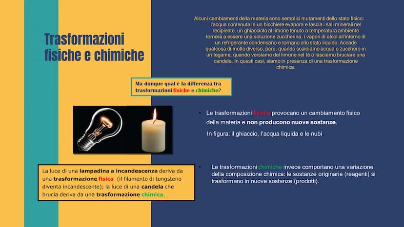 
<h2 id="trasformazionifisiche">Trasformazioni fisiche</h2>
<p>Le trasformazioni fisiche sono semplici mutamenti dello stato fisico della ma