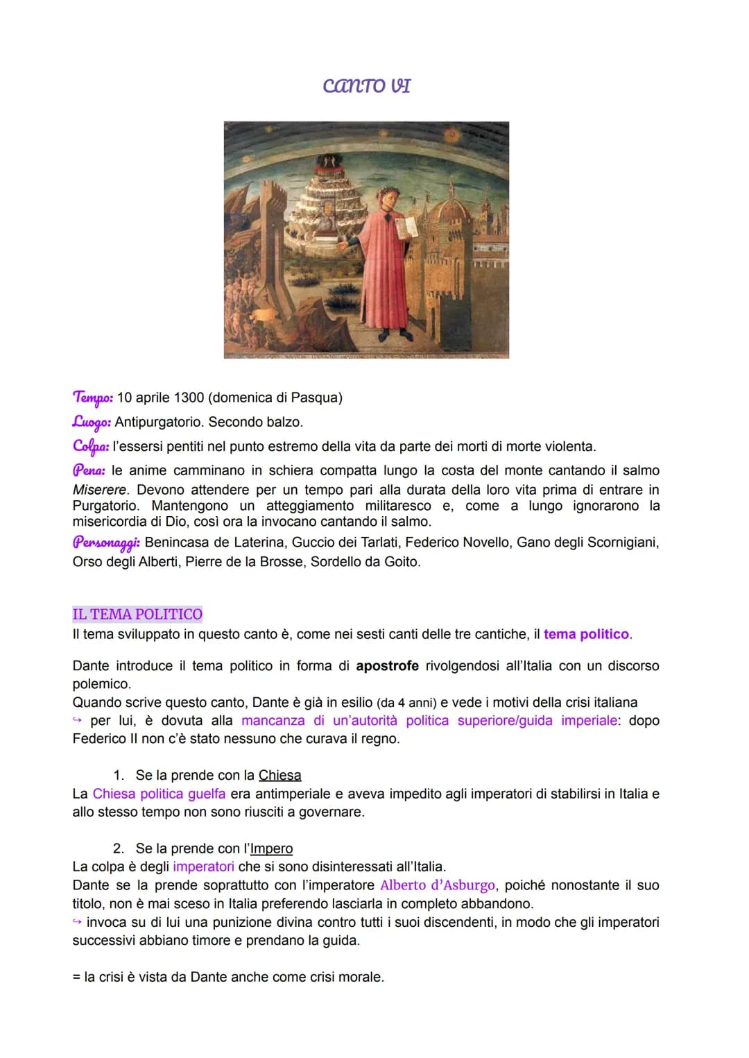 сапто шI
Tempo: 10 aprile 1300 (domenica di Pasqua)
Luogo: Antipurgatorio. Secondo balzo.
Colpa: l'essersi pentiti nel punto estremo della v