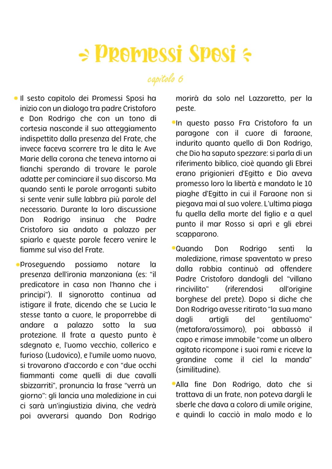 ⇒ Promessi Sposi &
capitolo 6
• Il sesto capitolo dei Promessi Sposi ha
inizio con un dialogo tra padre Cristoforo
e Don Rodrigo che con un 