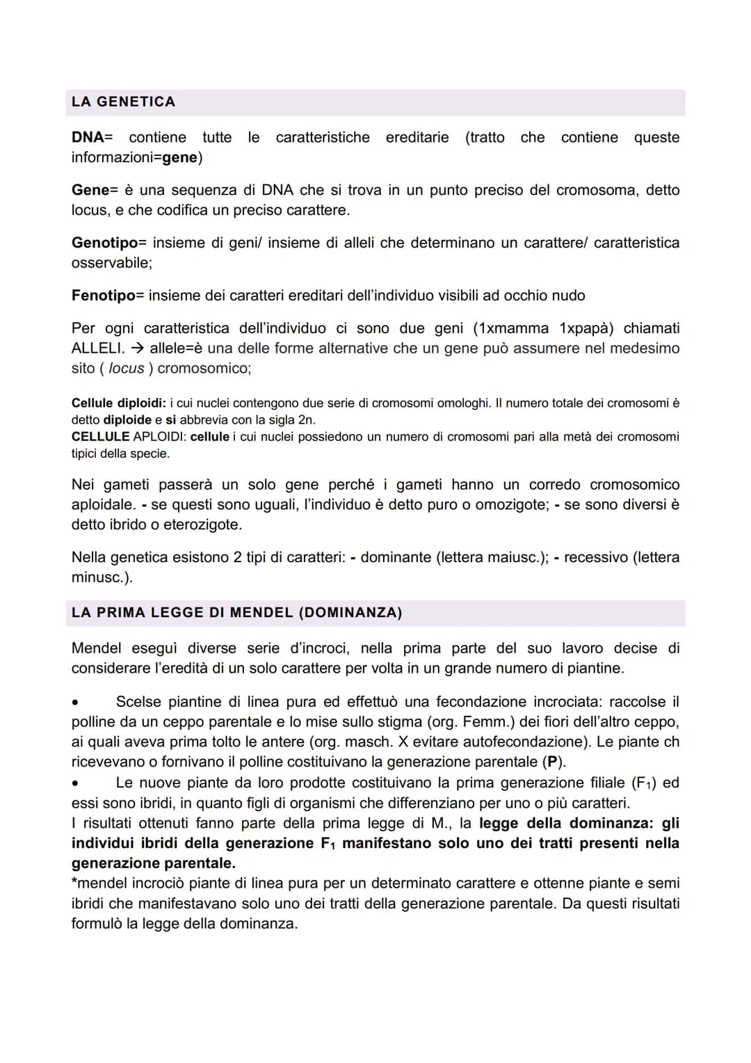 MENDEL E LE SUE LEGGI
GREGOR MENDEL
Era un monaco tedesco che giocando, per passatempo, fece degli esperimenti sulla
genetica. Compì i suoi 