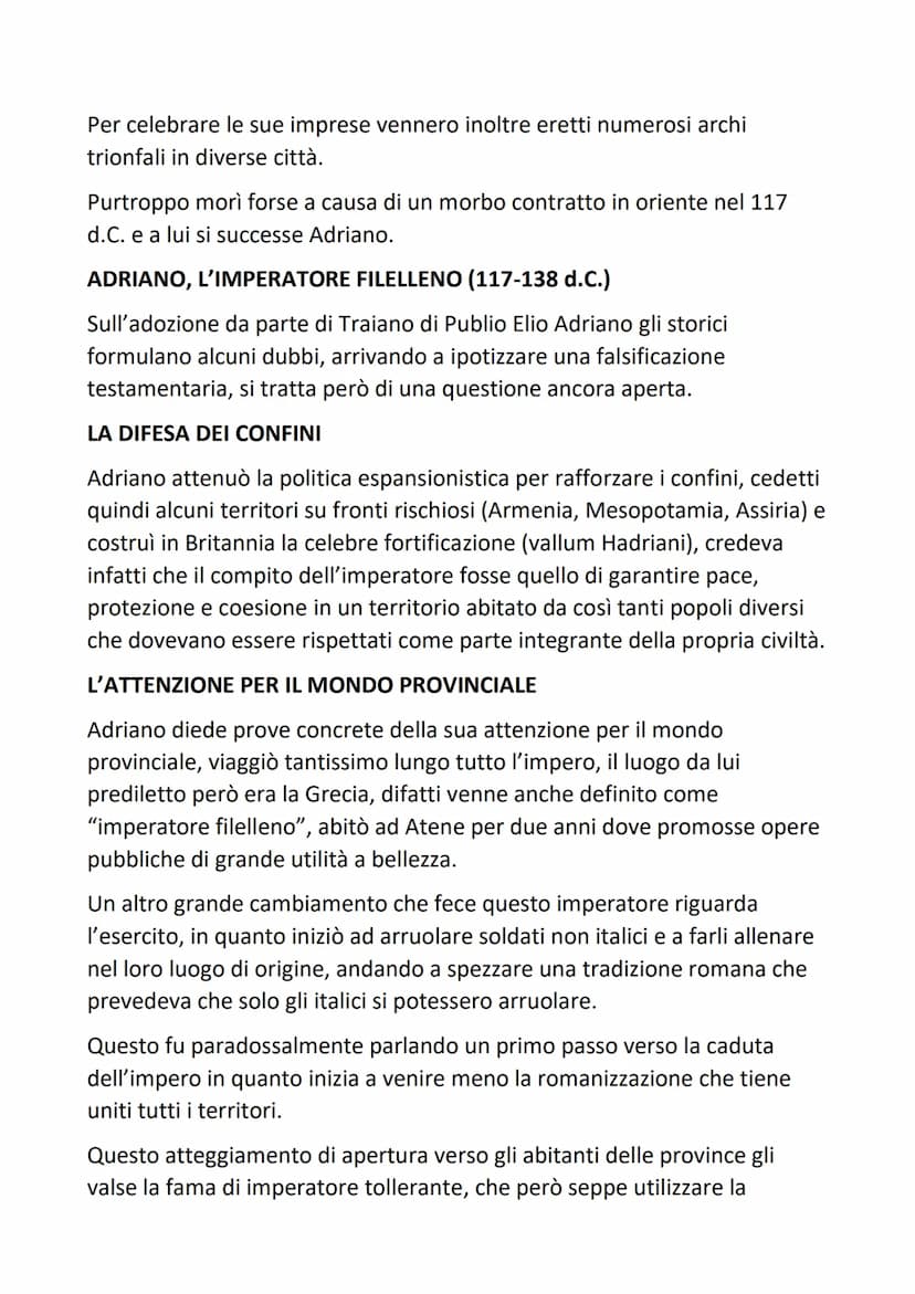 L'ETÀ DEGLI ANTONINI
L'epoca che va dal 96 al 192 d.C. corrisponde a uno dei periodi più felici
della storia della Roma antica e viene chiam