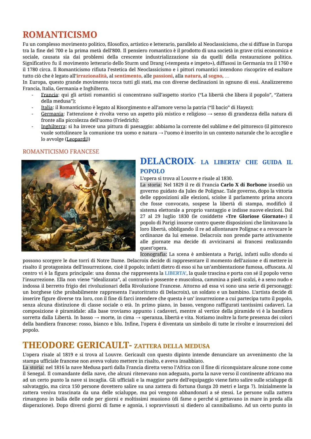 ROMANTICISMO
Fu un complesso movimento politico, filosofico, artistico e letterario, parallelo al Neoclassicismo, che si diffuse in Europa
t